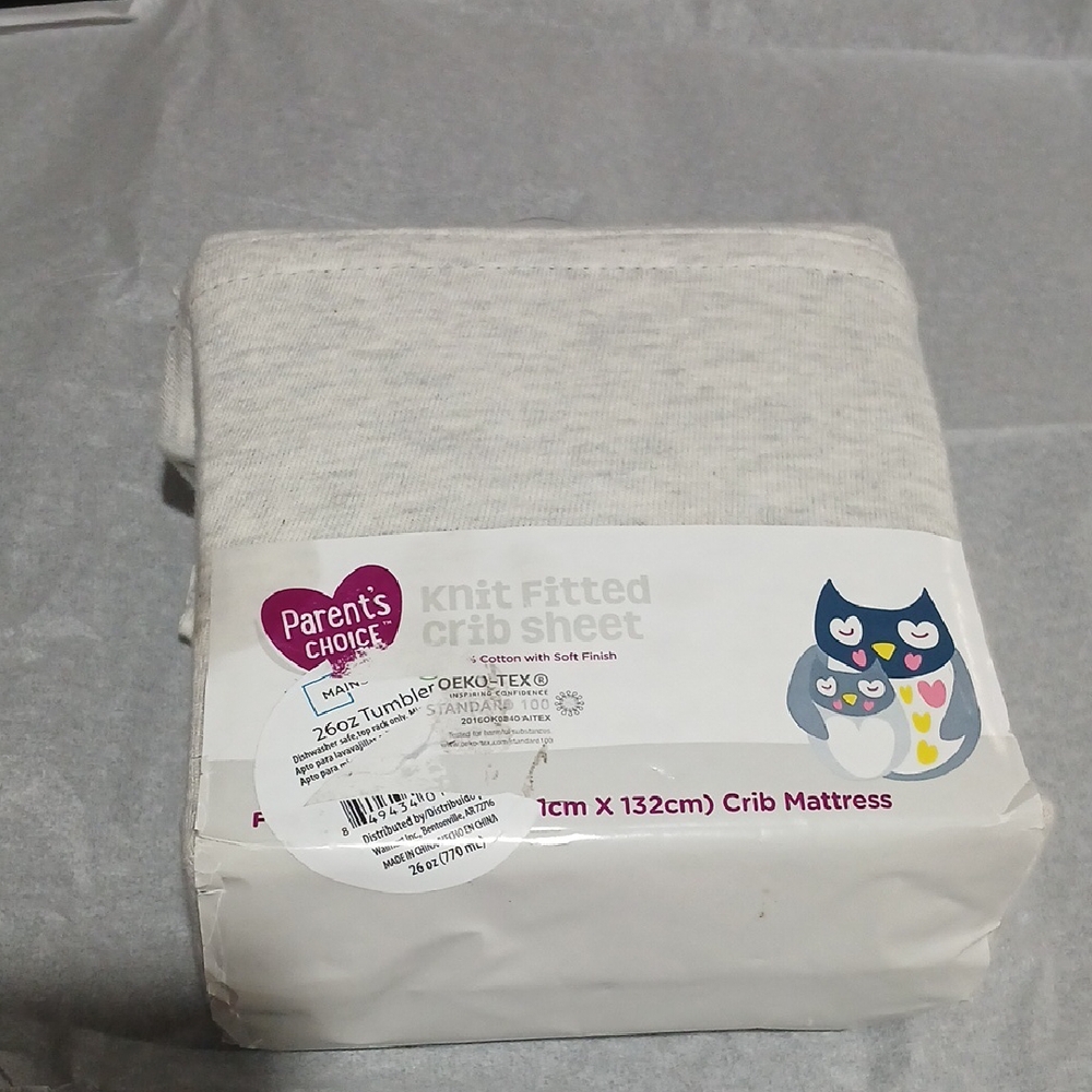 Parent's Choice Knit Fitted Crib Sheet - Gray